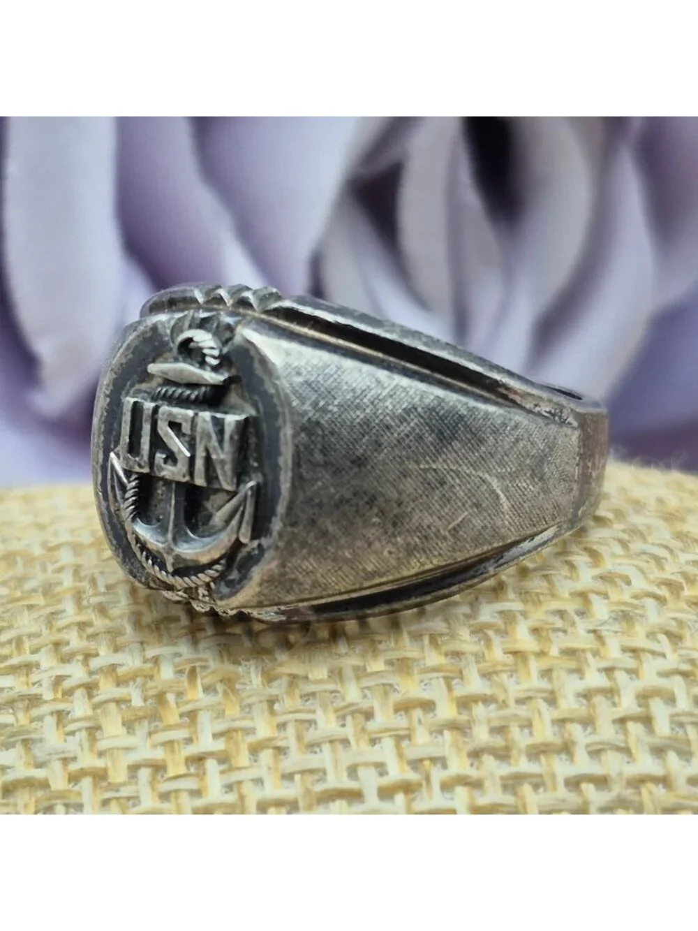 Vintage Dee Bee USN Navy Ring Sterling Silver 12.7g Size 10 Anchor Military